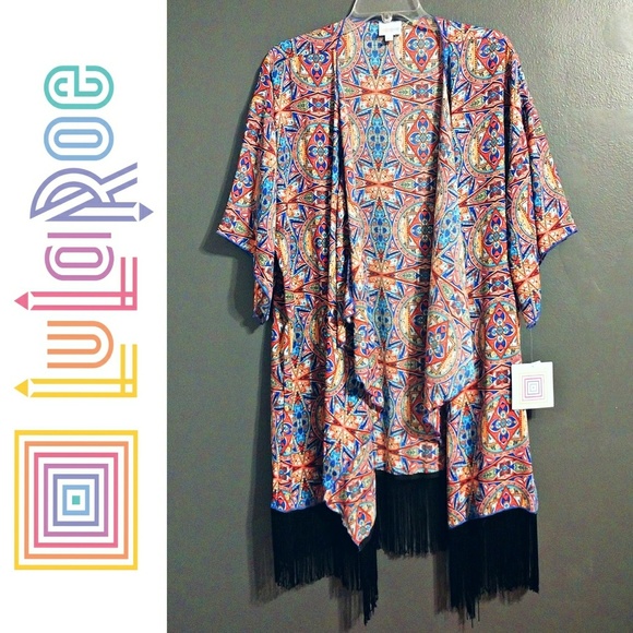 LuLaRoe Sweaters - NWT LulaRoe Fringe Colorful Short Sleeve Cardigan